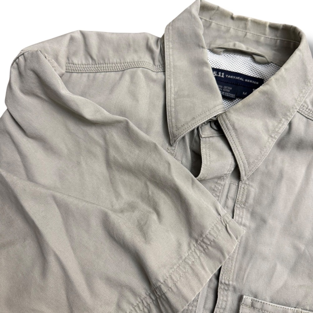 5.11 Tactical Series Mens Short Sleeve Button Up Shirt Khaki‎ Cotton Size M